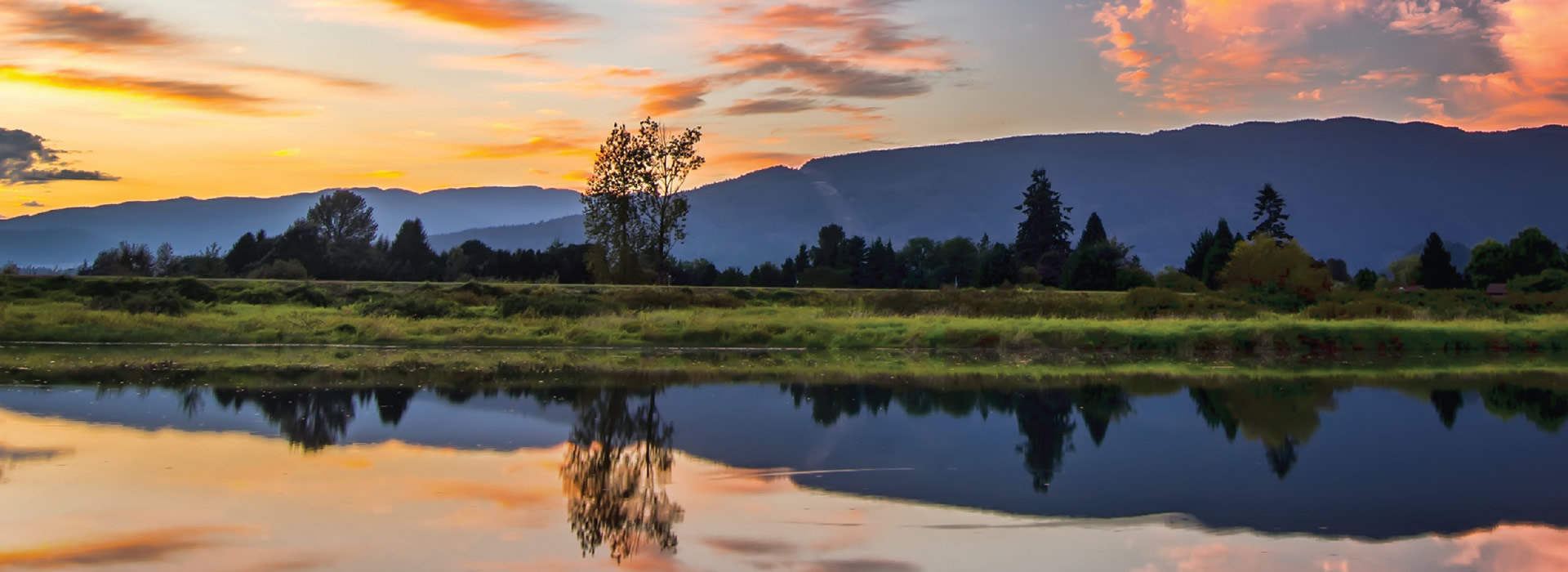 Landscape with lake reflection